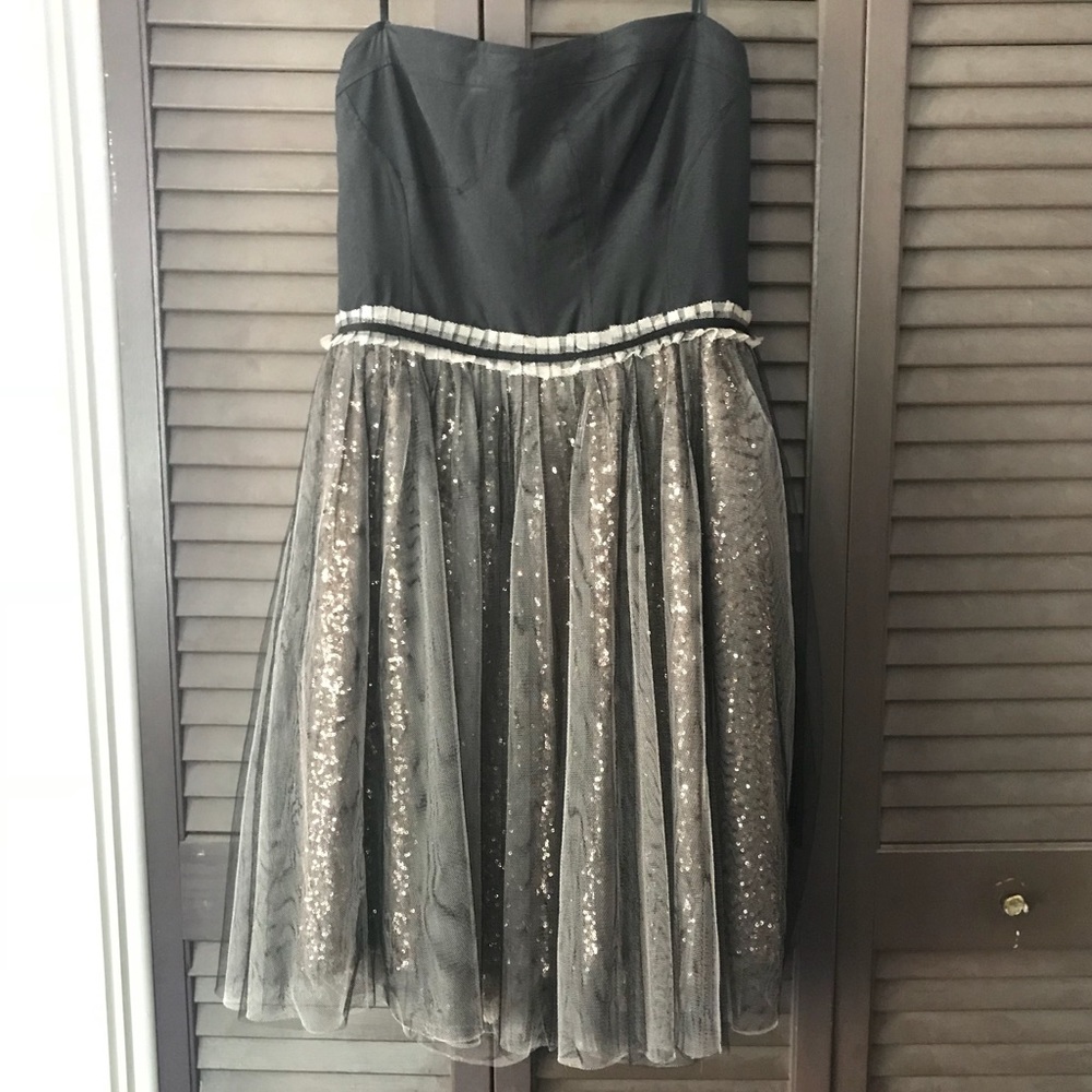 Strapless Multi-Layer Sequin and Tulle Dress